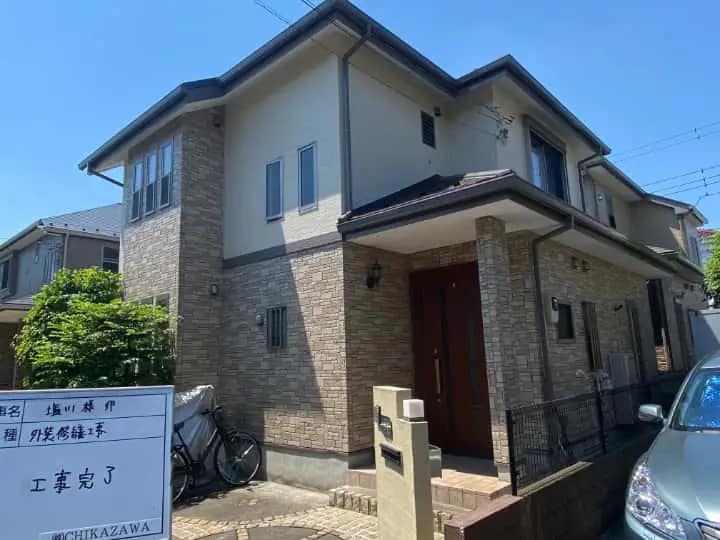 施工完了時の様子|CHIKAZAWA|所沢市、狭山市、川越市、東村山市の地域密着型施工会社|外壁工事、屋根工事、塗装工事、雨樋工事、内装工事を中心とした施工・修理・修繕が得意な職人集団です!所沢市、狭山市、川越市、東村山市のお客様とお客様の住まいについて一緒に考えるアットホームな施工会社です。