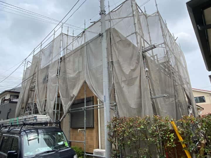 施工中の様子|CHIKAZAWA|所沢市、狭山市、川越市、東村山市の地域密着型施工会社|外壁工事、屋根工事、塗装工事、雨樋工事、内装工事を中心とした施工・修理・修繕が得意な職人集団です!所沢市、狭山市、川越市、東村山市のお客様とお客様の住まいについて一緒に考えるアットホームな施工会社です。